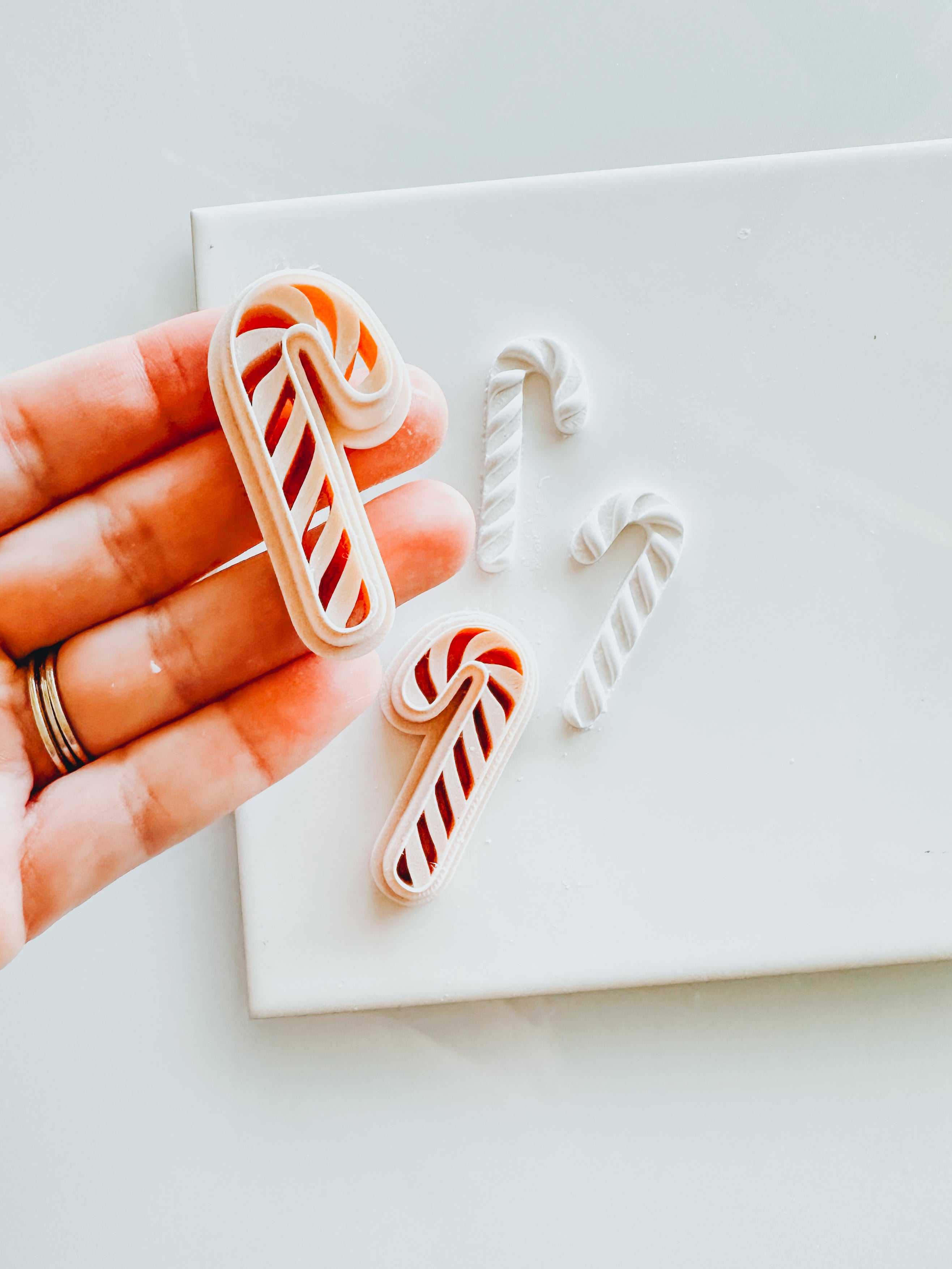 Candy Cane Mirrored Set Clay Cutters (thick embossed)