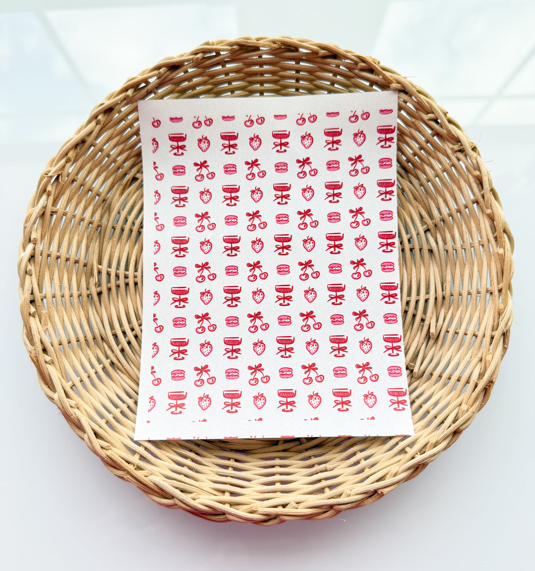 Valentines Day 2 Strawberries &amp; bows Clay Transfer Paper