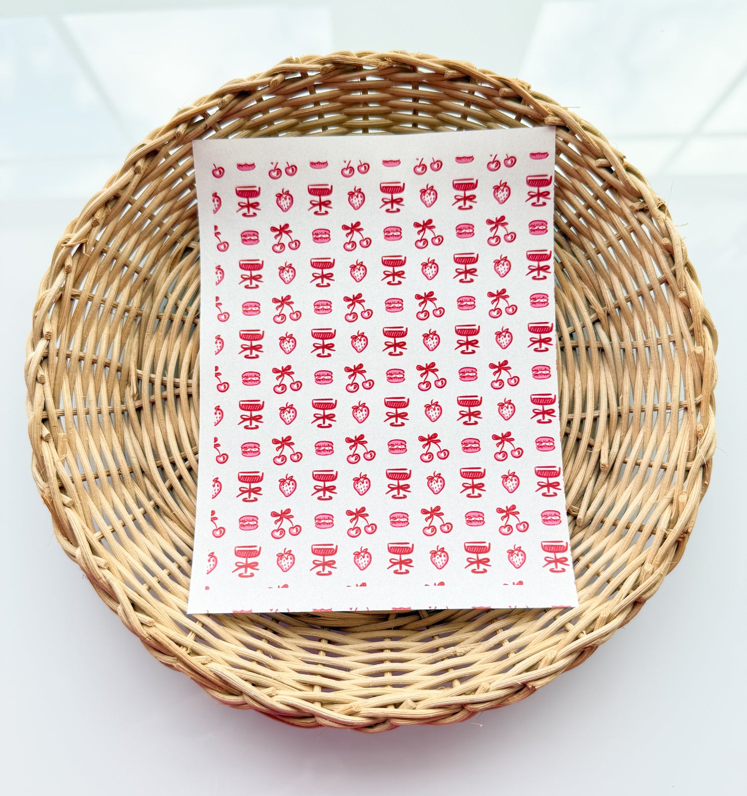 Valentines Day 2 Strawberries &amp; bows Clay Transfer Paper