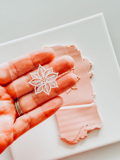 Poinsettia Christmas Texture Tile For Clay Polymer Earrings