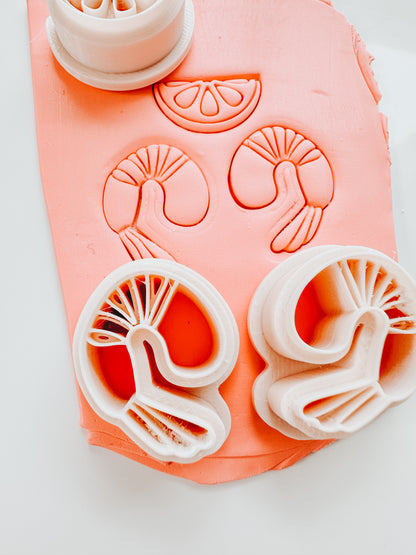 Shrimp &amp; Lemons 2 Thin Emboss Clay Cutter