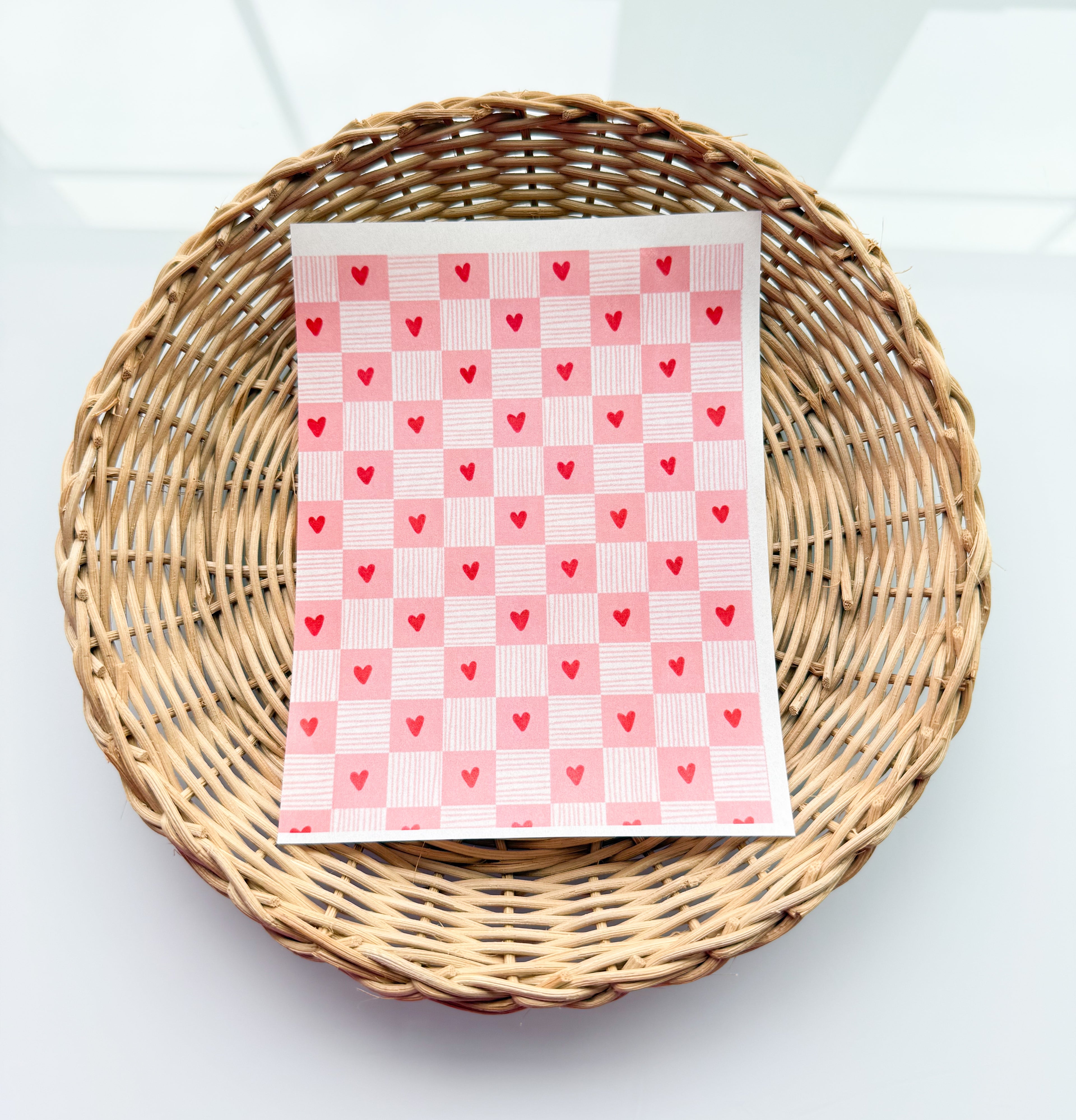Valentines Day 10 Checkered Heart Transfer Paper