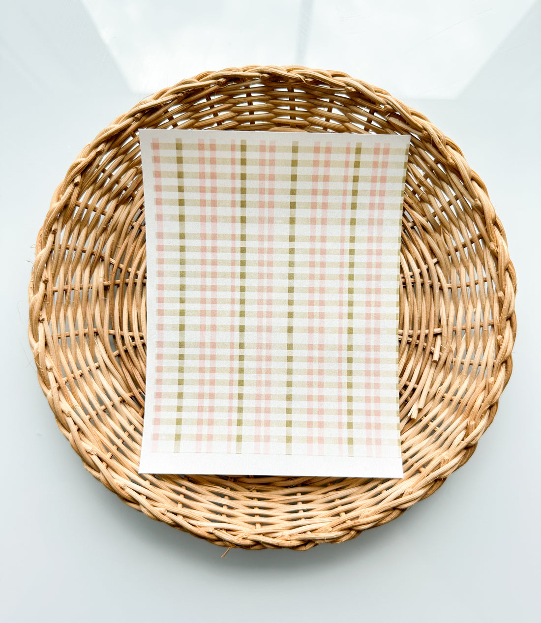 Charleston 16 Soft Green & Pink Plaid Transfer Paper