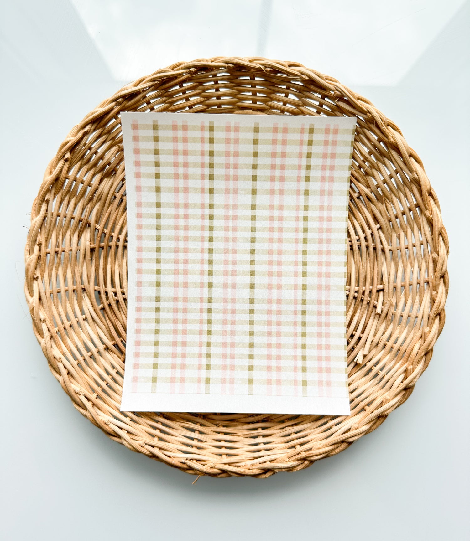 Charleston 16 Soft Green &amp; Pink Plaid Transfer Paper