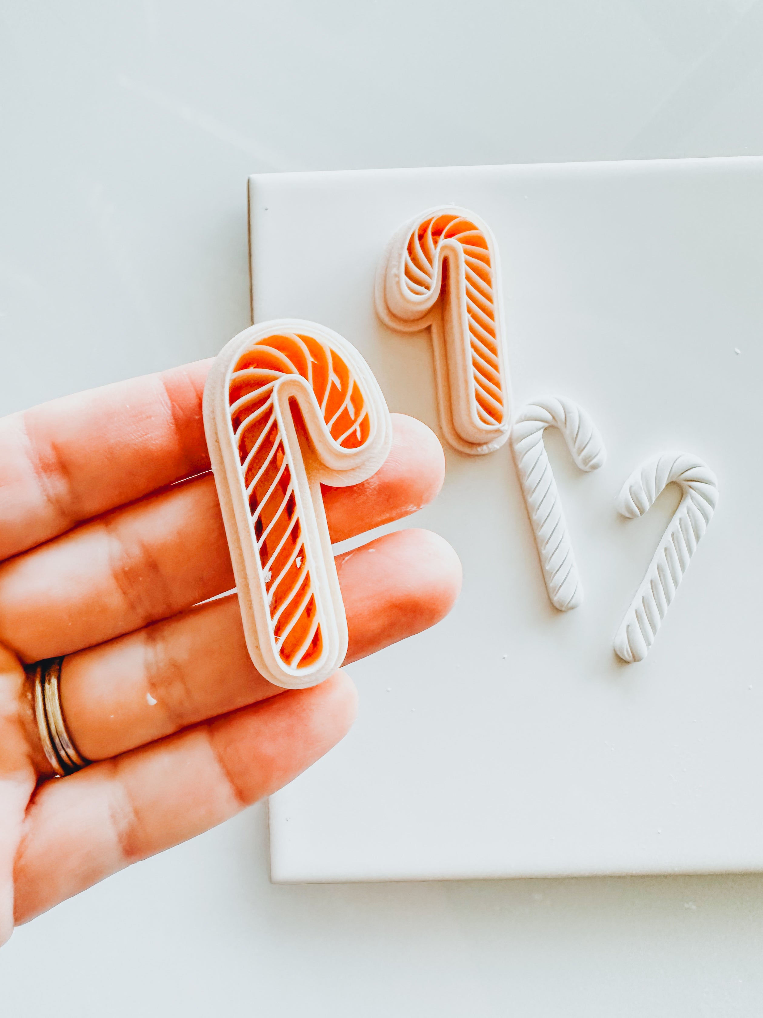 Candy Cane Mirrored Set Clay Cutters (thin embossed)