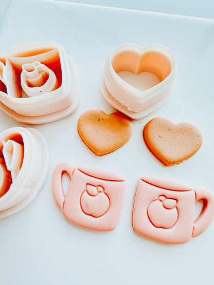 Apple Mug &amp; Heart School &amp; Teacher Clay Cutters