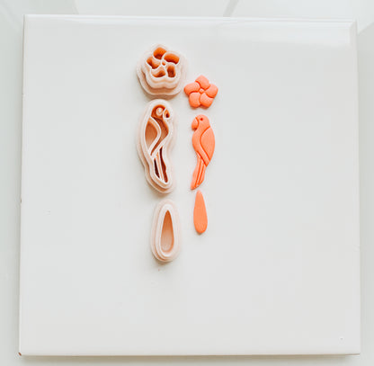 Tropical Bird Dangle 3 Piece Set Clay Cutter