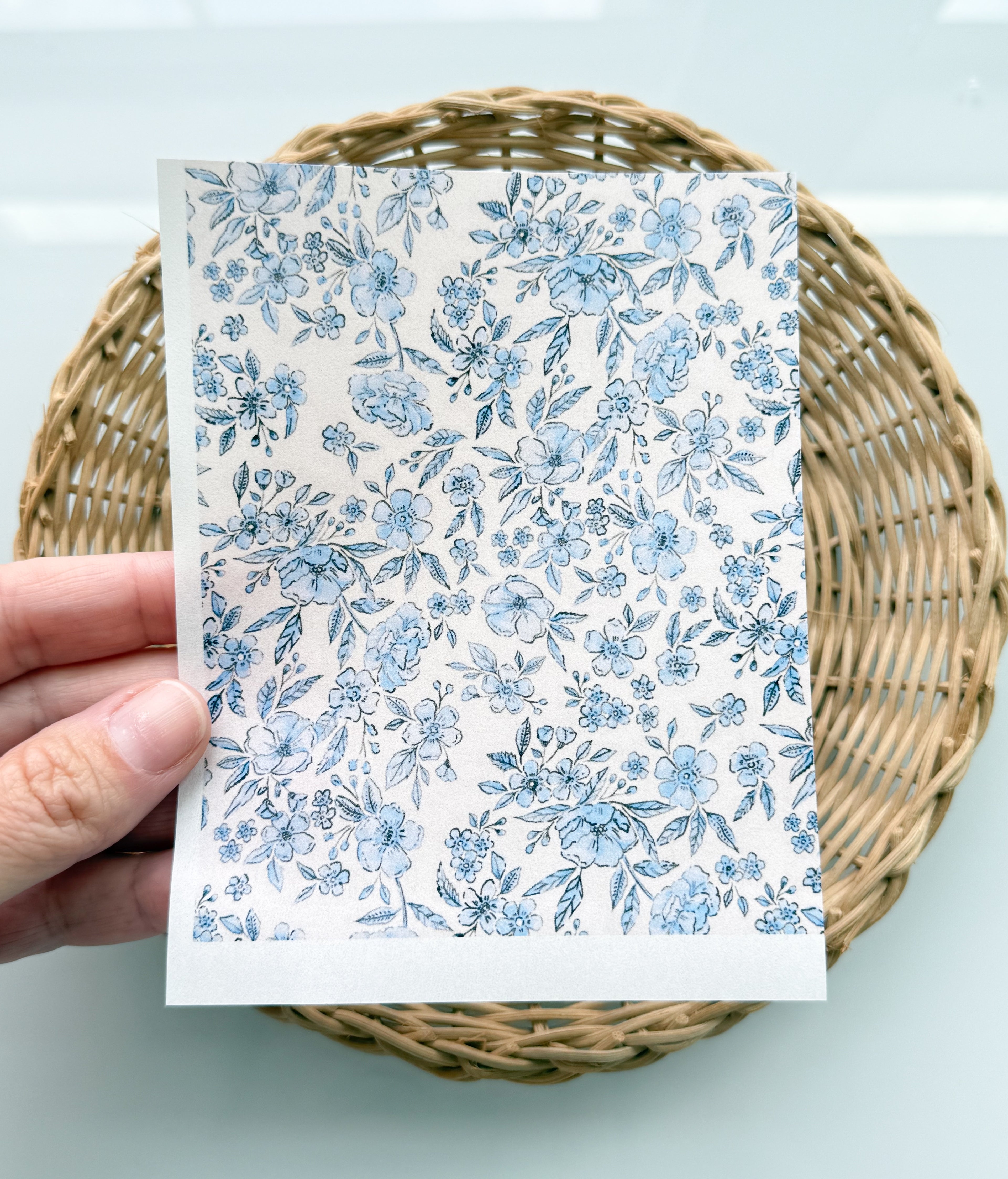 Summer Blue Floral Transfer Paper