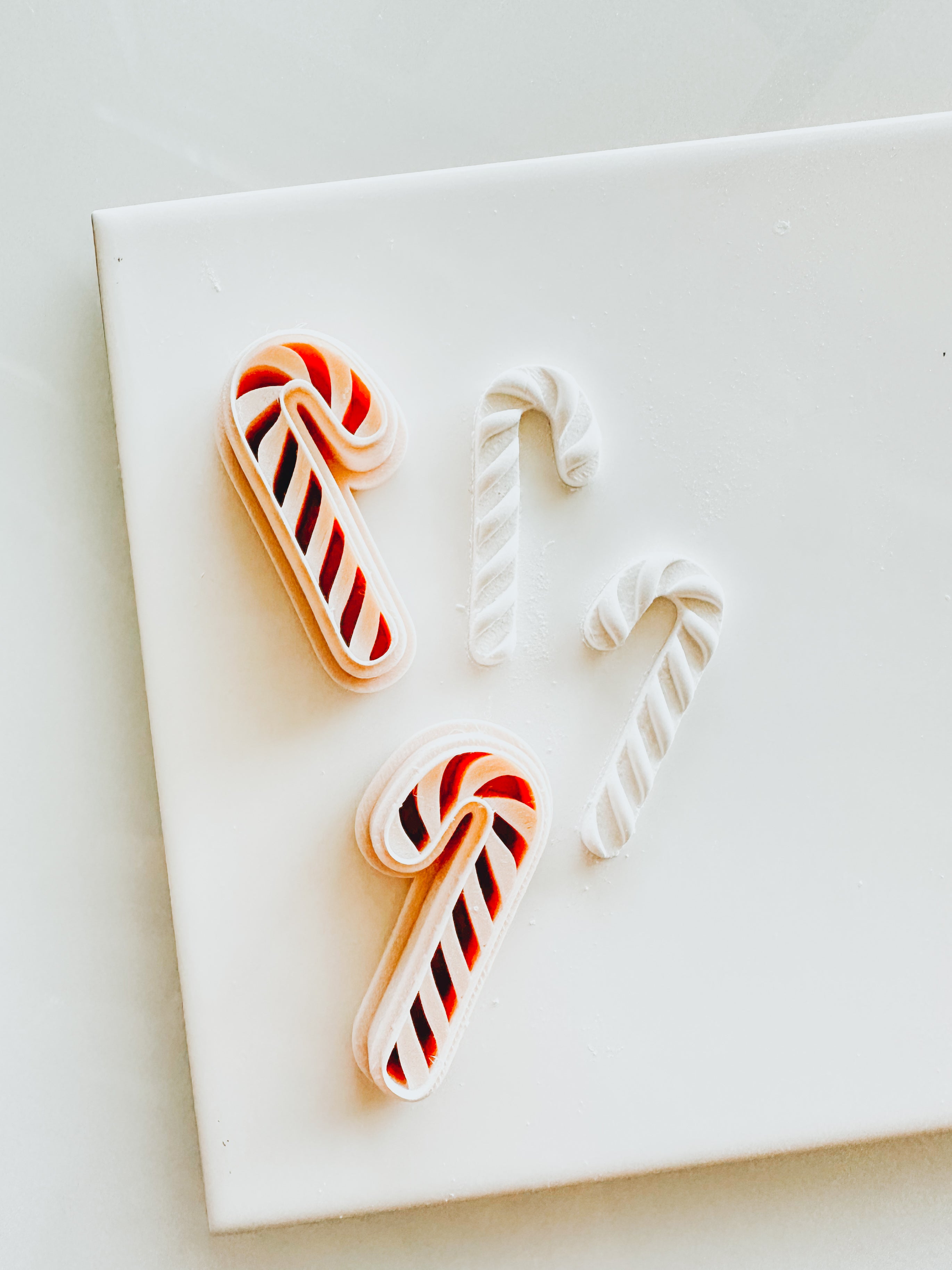 Candy Cane Mirrored Set Clay Cutters (thick embossed)