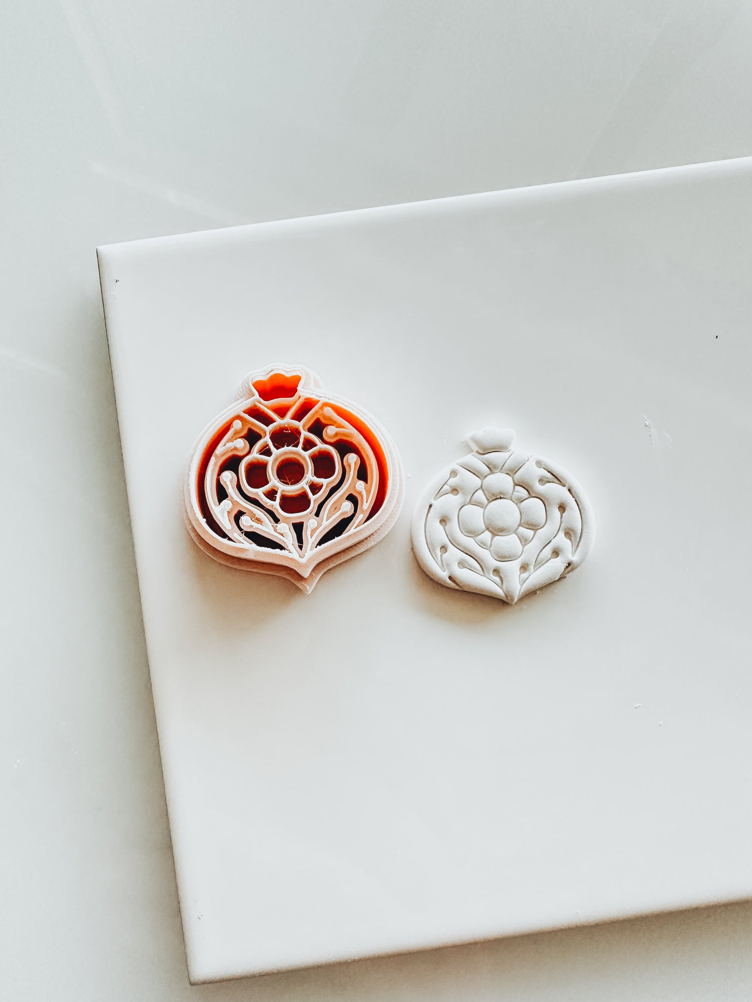 Folk Art Inspired Ornament embossed Clay Earring Cutter