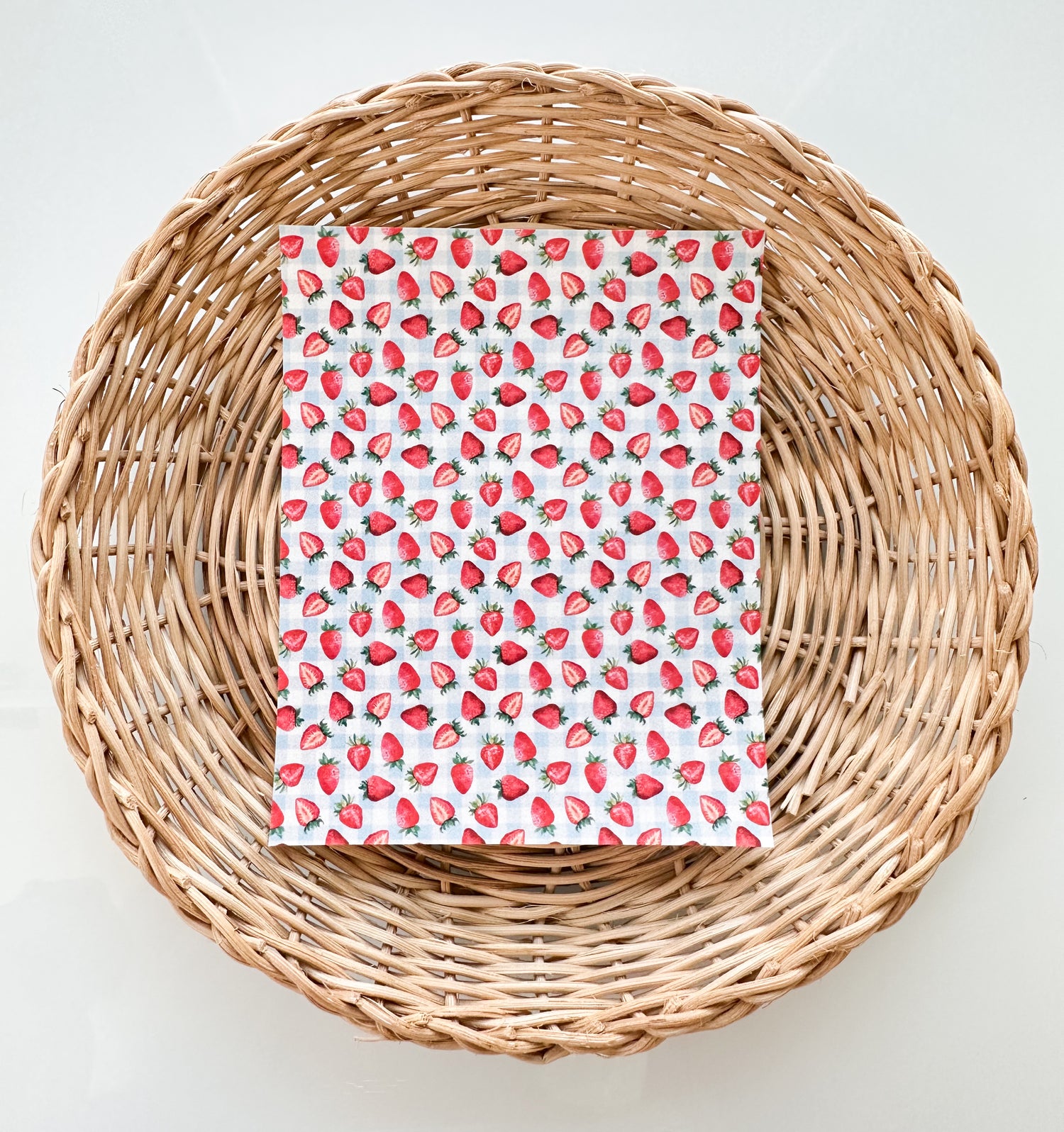 Summer 25 Blue Plaid &amp; Strawberries Transfer Paper