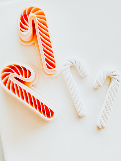 Candy Cane Mirrored Set Clay Cutters (thin embossed)