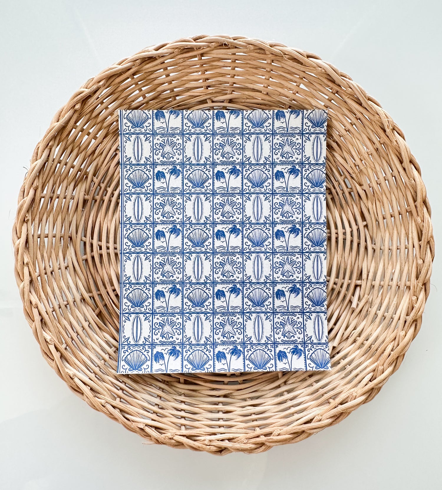 Summer 24 Blue Palm Squares Transfer Paper