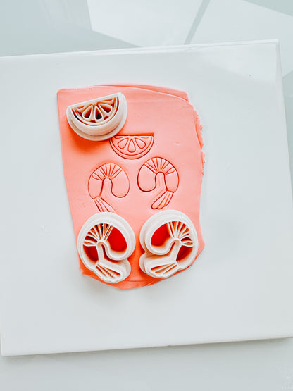 Shrimp &amp; Lemons 2 Thin Emboss Clay Cutter