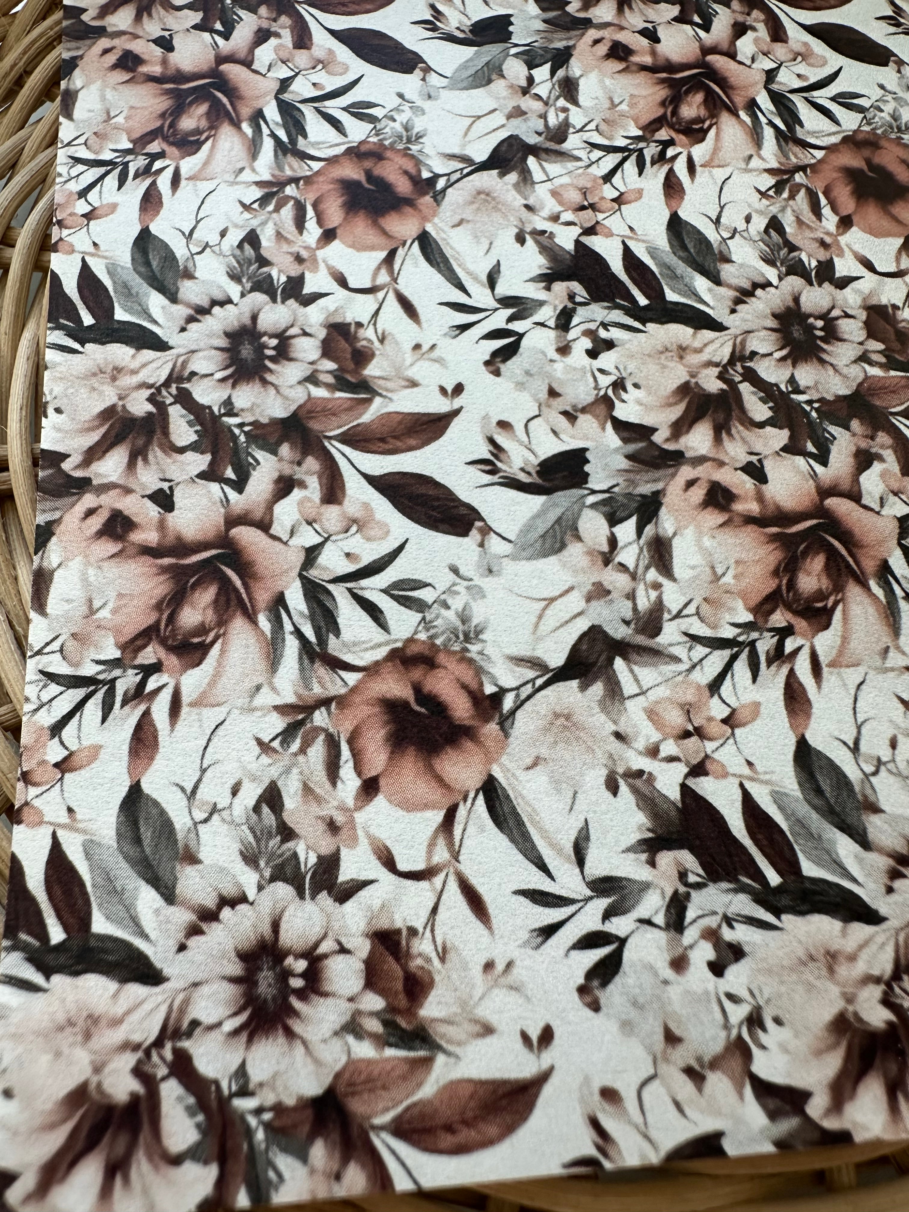 338 Black Brown Cream &amp; Muted Pink Floral Transfer Paper