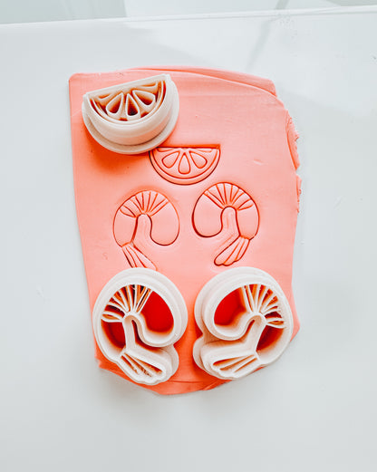 Shrimp &amp; Lemons 2 Thin Emboss Clay Cutter