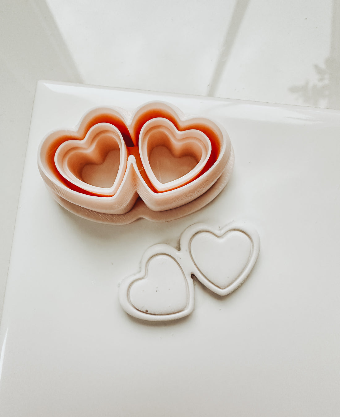 Double Hearts Embossed Clay Cutter 1.25”