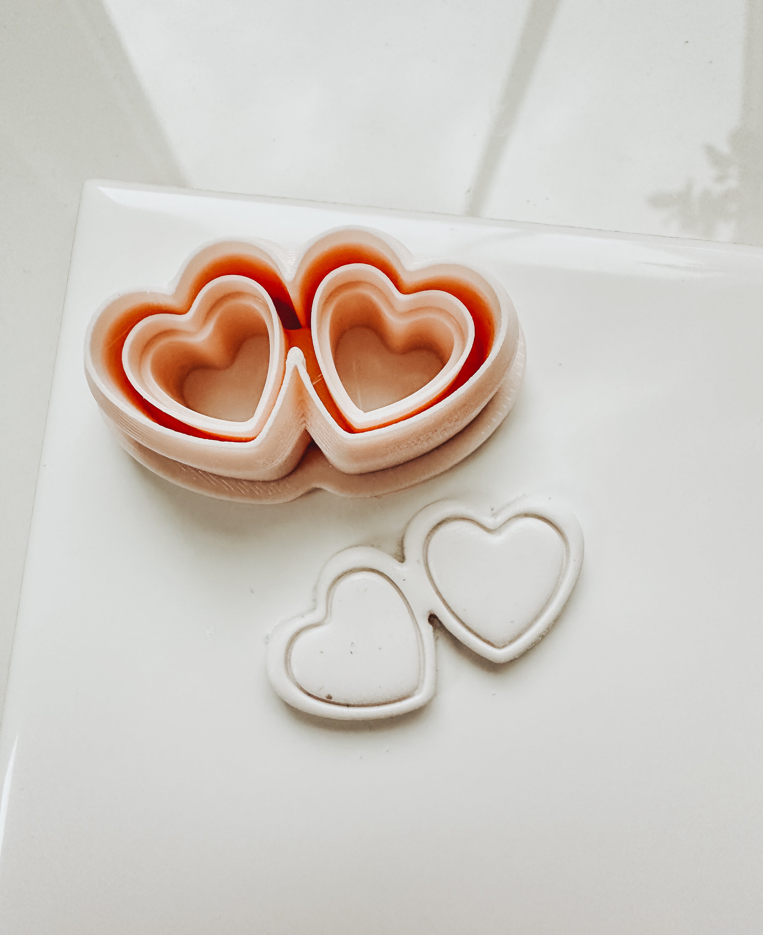 Double Hearts Embossed Clay Cutter 1.25”