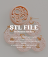 Digital preview of a 3D printing STL file for a decorative circular earring cutter, shown in light pink with gold-colored posts. The image includes text overlays stating &