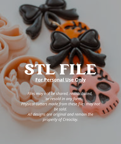 (Digital STL File Only) Sadie Skull &amp; Bow 2 Piece Clay Earring Cutter