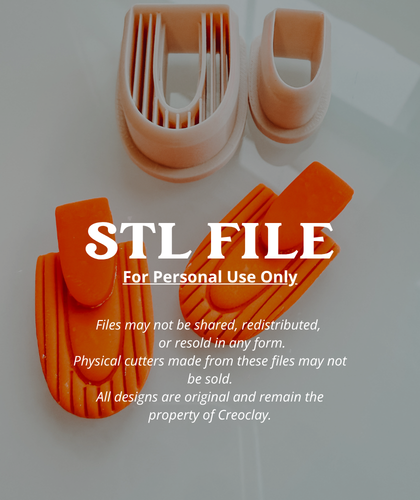 (Digital STL File Only) Rosie Cutout Ribbed 2 Piece Clay Earring Cutter Set