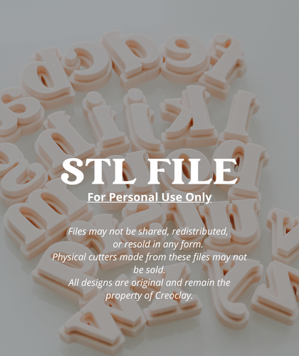 (DIGITAL STL File ONLY) FULL SET Lower Case Letter Stamps For Clay - 1.50 Inches
