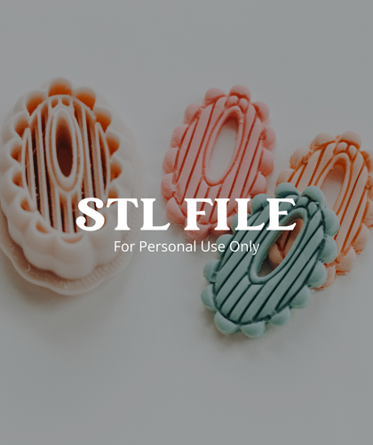 (Digital STL File Only) Spring Girly Scallop Ribbed Oval Clay Cutter
