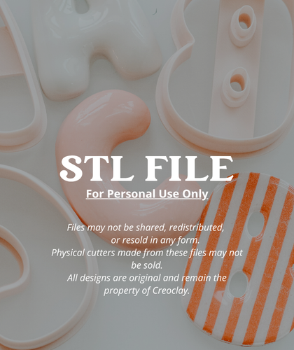 (Digital STL File Only) FULL SET Trendy Bubble Letter Clay Cutters 2.50 Inches