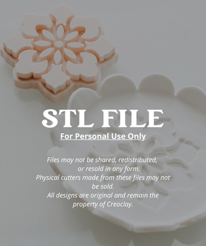 (DIGITAL STL File ONLY) Elegant Folk Art Flower Stamp