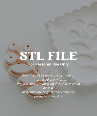 (DIGITAL STL File ONLY) Triple Flower Folk Art Stem Stamp