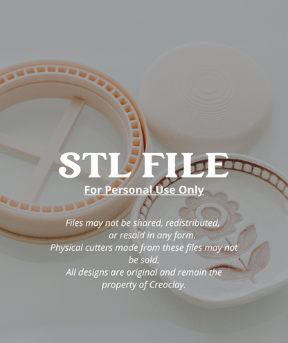 (Digital STL File Only) Circle Line Embossed Trinket Dish &amp; Shaper Tool