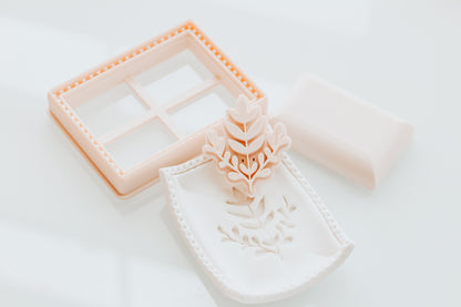 Rectangle Dots Trinket Dish Cutter, Stem Stamp, and Shaper Set (clay thickness recommended 5.. 4-5mm thick)