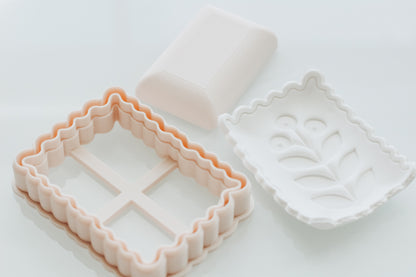 Mini Wavy Rectangle Trinket Dish Clay Cutter &amp; Shaper Tool  (Stamp Sold Separately)