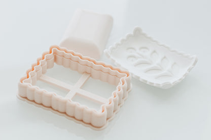 Mini Wavy Rectangle Trinket Dish Clay Cutter &amp; Shaper Tool  (Stamp Sold Separately)