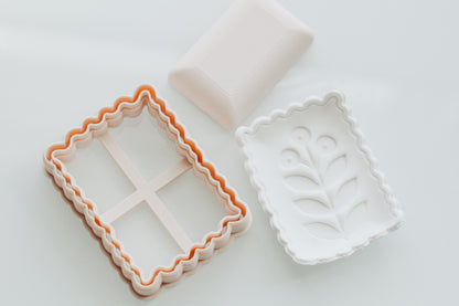 Mini Wavy Rectangle Trinket Dish Clay Cutter &amp; Shaper Tool  (Stamp Sold Separately)