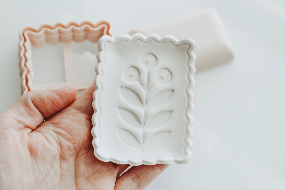 Mini Wavy Rectangle Trinket Dish Clay Cutter &amp; Shaper Tool  (Stamp Sold Separately)
