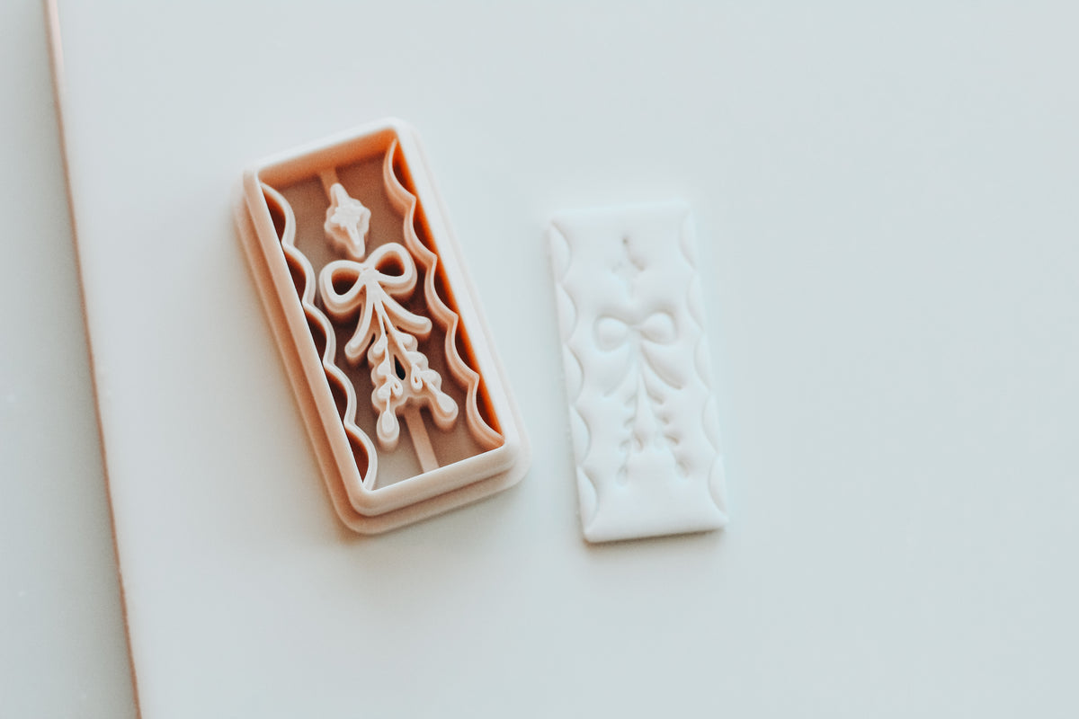 Winter Bow &amp; Stem Bar Clay Cutter