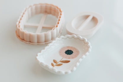 Oval Wavy Trinket Dish Clay Cutter &amp; Shaper Tool  (Transfer Sold Separately)