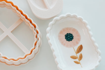 Oval Wavy Trinket Dish Clay Cutter &amp; Shaper Tool  (Transfer Sold Separately)