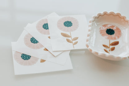 Pink Flower Trinket Dish Transfer (Trinket Dish &amp; Shaper Sold Separately)