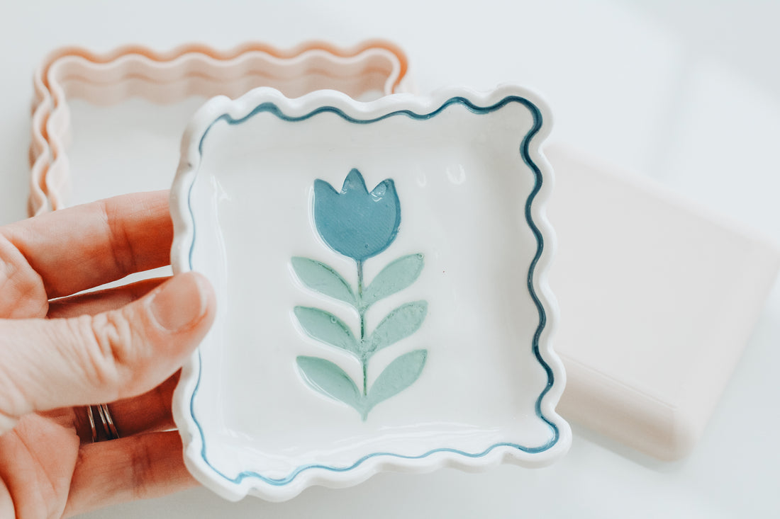 Folk Art Tulip Flower Stamp For Clay