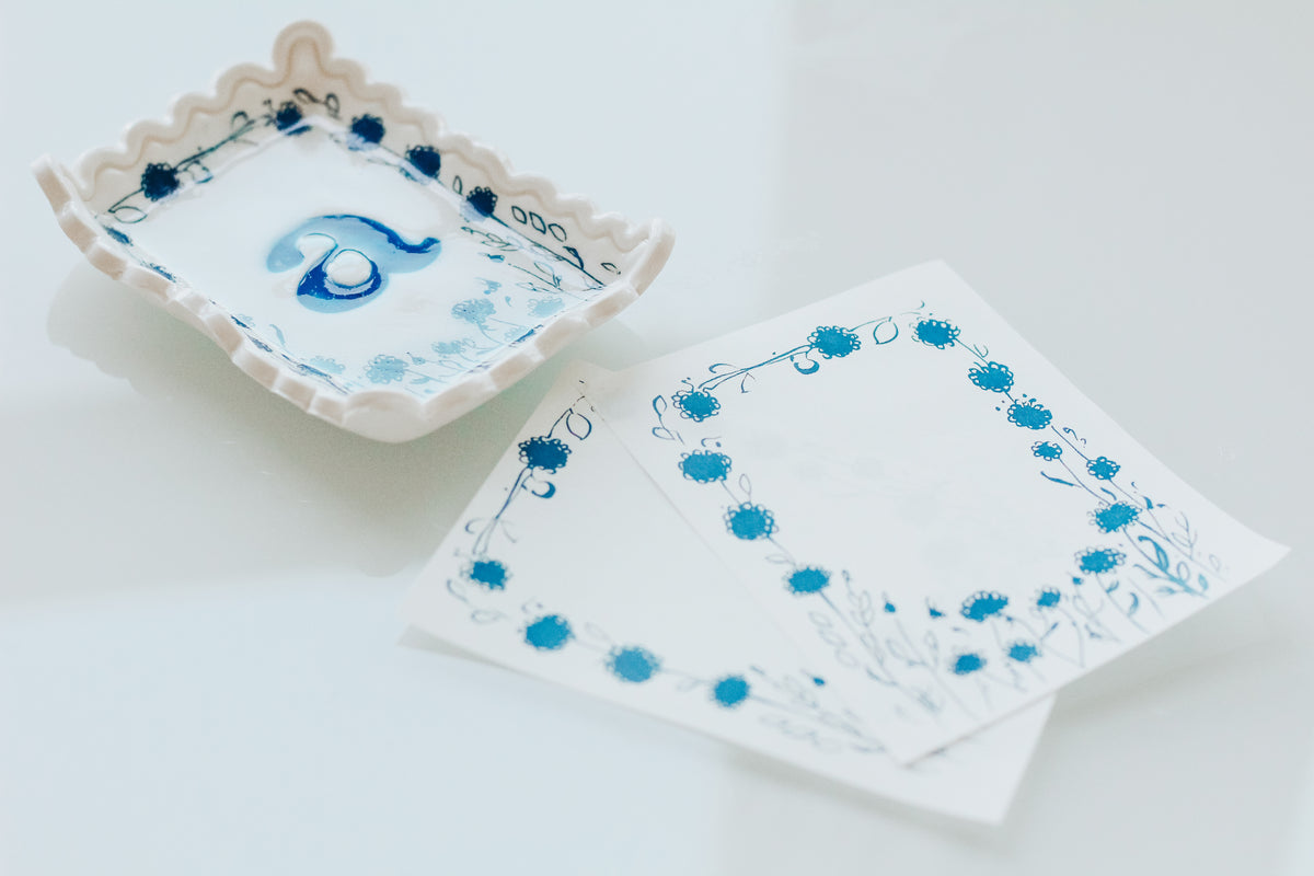 Framed Flower Trinket Dish Transfer (Trinket Dish &amp; Shaper Sold Separately)
