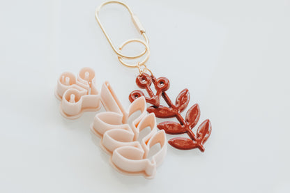 Triple Flower Double Floral Bag Charm / Key Chain Clay Cutters