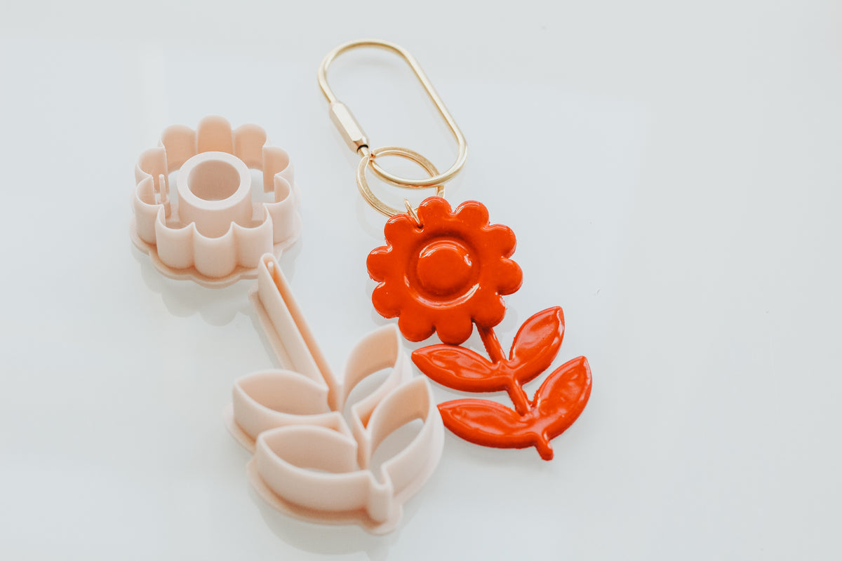 Bubble Flower Double Floral Bag Charm / Key Chain Clay Cutters