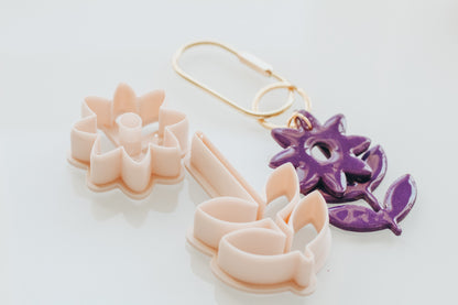 Daisy Folk Flower Double Floral Bag Charm / Key Chain Clay Cutters