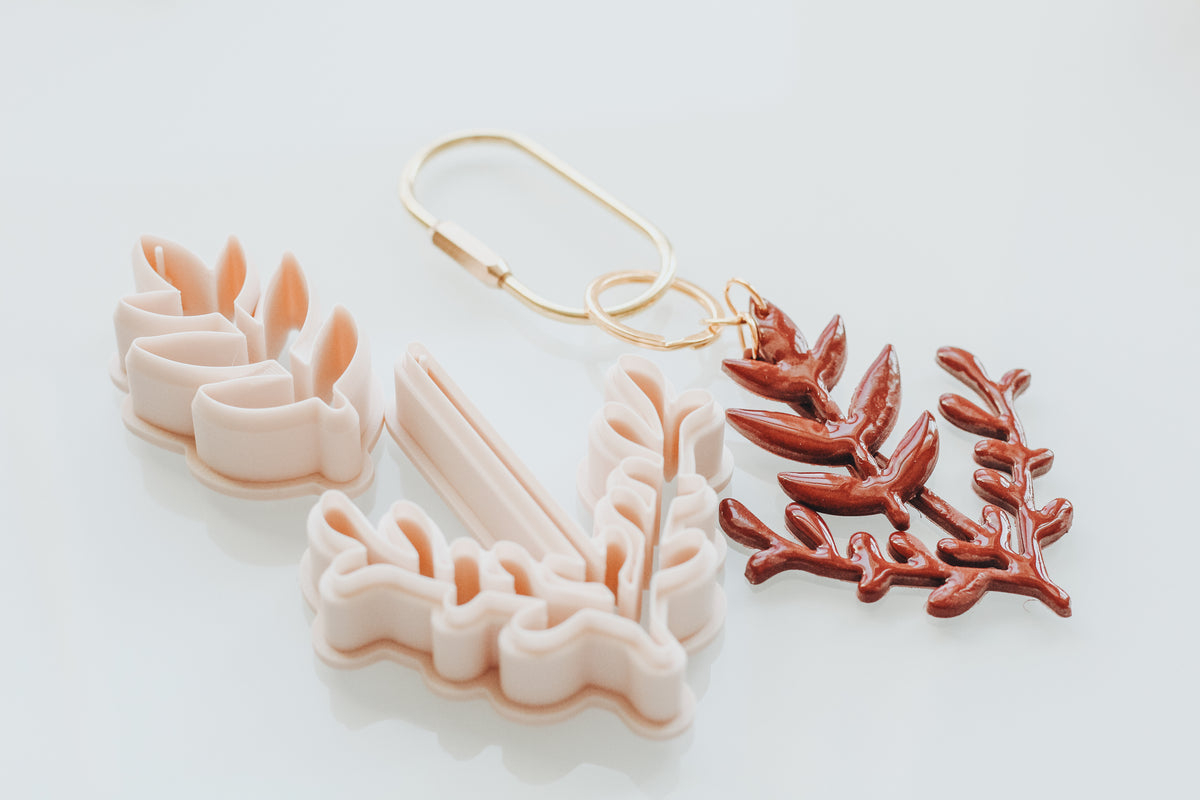 Stem Flower Double Floral Bag Charm / Key Chain Clay Cutters