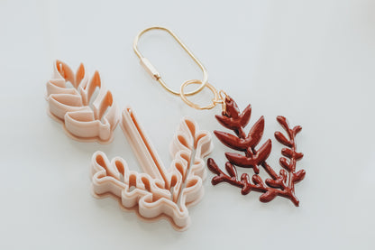 Stem Flower Double Floral Bag Charm / Key Chain Clay Cutters