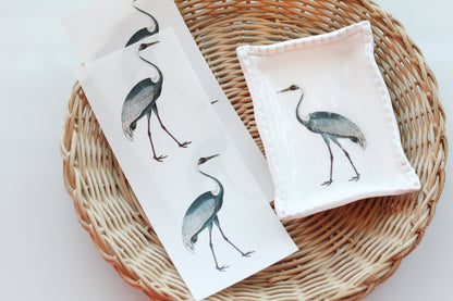 Crane Trinket Dish Transfer (Trinket Dish &amp; Shaper Sold Separately)