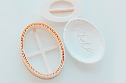 Oval Dotted Clay Trinket Dish Cutter &amp; Shaper Tool (Stamp Sold Separately)