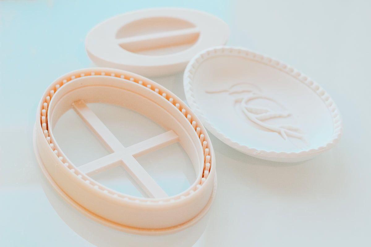 Oval Dotted Clay Trinket Dish Cutter &amp; Shaper Tool (Stamp Sold Separately)